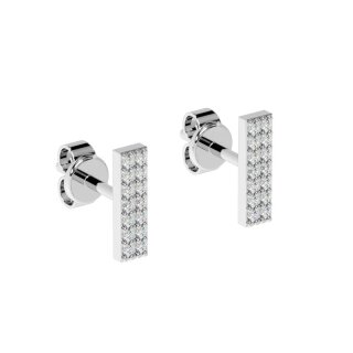 Ohrstecker Rechteck mit Zirkonia Pavé 925/- Silber