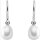 Ohrhänger in Silber 925/- rhodiniert mit weißen Zirkonia und Süßwasser-Perle