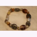 Armband Katze aus Silber, Crazy Lace Achat und Pyritquarz