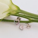 Herzohrstecker aus rhodiniertem Silber mit bunten...