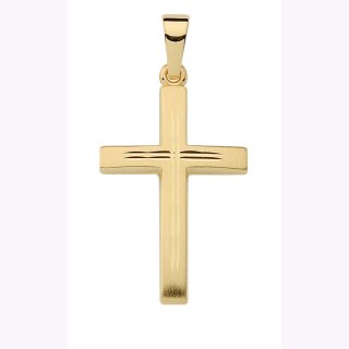Anhänger Kreuz 333/- Gelbgold in mattiert und poliert