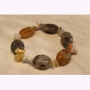 Armband aus Achat Crazy Lace, Pyritquarz und Silber