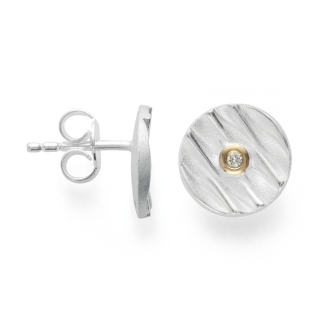 Ohrstecker bastian inverun Diamond Silver Wave aus Silber und Gold mit Diamant