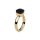Qudo Ring Firenze Edelstahl Goldplattiert mit Kristallstein Jet  – Shades of Rose & Grey