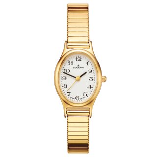 Damenuhr Dugena Vintage Comfort Weiß Gold Zugband Gold