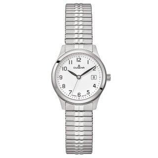 Damenuhr Dugena Bari Weiß Silber Zugband