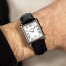 Herrenuhr Dugena Quadra Classica Weiß Silber Lederband Schwarz