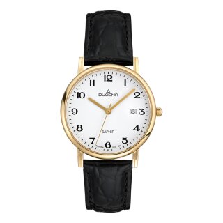 Herrenuhr Dugena Zenit Weiß Gold Lederband Schwarz