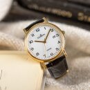 Herrenuhr Dugena Zenit Weiß Gold Lederband Schwarz