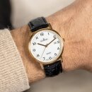 Herrenuhr Dugena Zenit Weiß Gold Lederband Schwarz