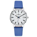 Damenuhr Dugena Moma Weiß Silber Lederband Blau