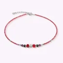 Coeur de Lion Halskette Wave Cube Flow silber-rot