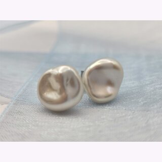 Einzigartige Keshi-Perlen Ohrstecker 925/- Silber platiniert