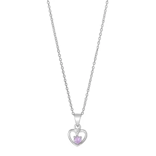 Collier mit Herz und rosa Zirkonia 925/- Silber rhodiniert
