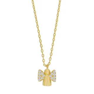 Halskette Engel mit Zirkonia 925/- Silber vergoldet