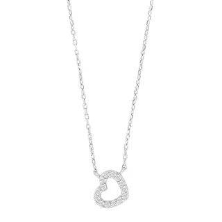 Halskette mit Herz und Zirkonia 925/- Silber rhodiniert