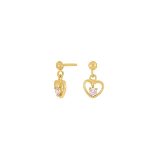Ohrstecker mit Herz und rosa Zirkonia 925/- Silber vergoldet