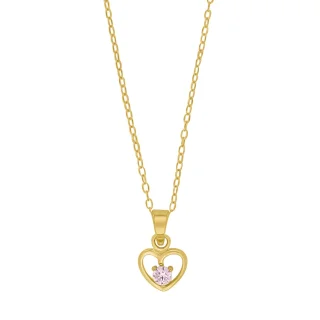 Collier mit Herz und rosa Zirkonia 925/- Silber vergoldet