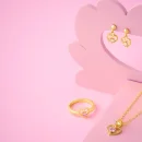 Collier mit Herz und rosa Zirkonia 925/- Silber vergoldet