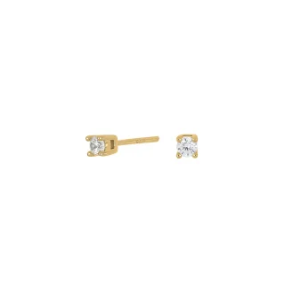 Ohrstecker 925/- Silber vergoldet mit Zirkonia in einer Krappenfassung