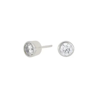 Ohrstecker 925/- Silber rhodiniert mit Zirkonia in einer Zargenfassung