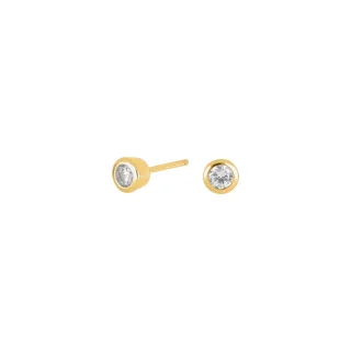 Ohrstecker 925/- Silber vergoldet mit Zirkonia in einer Zargenfassung