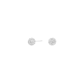 Ohrstecker Kugel mit Zirkonia 925/- Silber rhodiniert