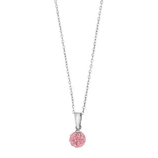 Halskette Kugel mit  rosa Zirkonia 925/- Silber rhodiniert