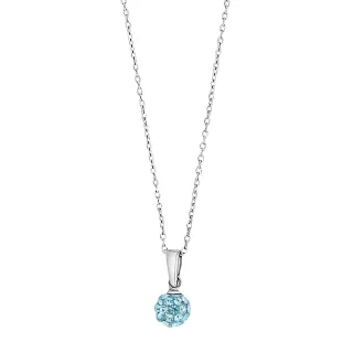 Halskette Kugel mit blauen Zirkonia 925/- Silber rhodiniert