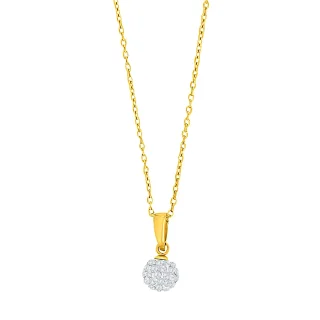 Halskette Kugel mit Zirkonia 925/- Silber vergoldet