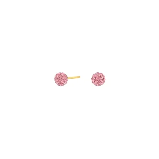 Ohrstecker Kugel mit rosa Zirkonia 925/- Silber vergoldet