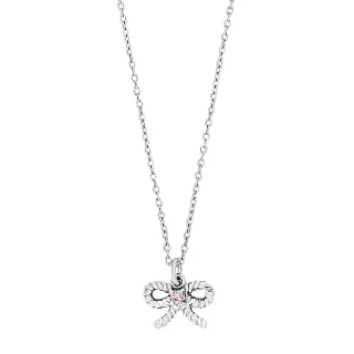 Halskette Schleife mit rosa Zirkonia 925/- Silber rhodiniert.