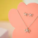 Halskette Schleife mit rosa Zirkonia 925/- Silber...