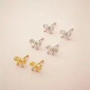 Ohrstecker Schleife mit rosa Zirkonia 925/- Silber rhodiniert