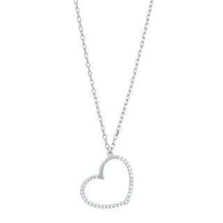 Halskette Herz 925/- Silber rhodiniert mit Zirkonia