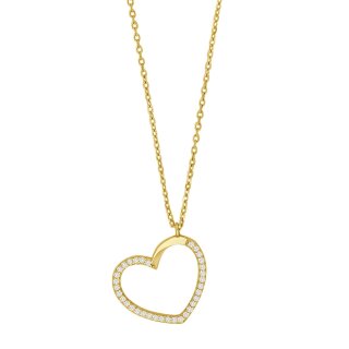 Halskette Herz 925/- Silber vergoldet mit Zirkonia