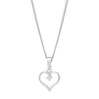 Halskette mit Herz 925/- Silber rhodiniert und Zirkonia