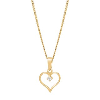 Halskette mit Herz 925/- Silber vergoldet und Zirkonia
