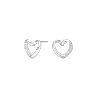 Geschwungene Herzohrstecker 925/- Silber rhodiniert Zirkonia