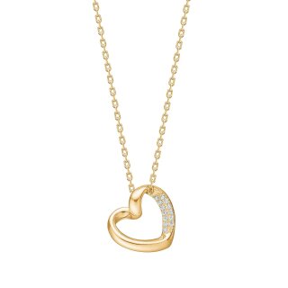 Halskette Herz geschwungen 925/- Silber vergoldet mit Zirkonia