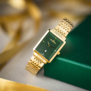 Armbanduhr Dugena Sienna Grün Metallband goldfarben