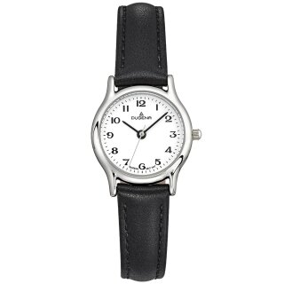 Damenuhr Dugena Vintage mit schwarzem Lederband