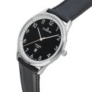 Armbanduhr Dugena Slim Line Schwarz mit Lederband schwarz