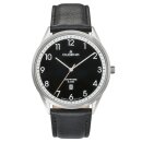 Armbanduhr Dugena Slim Line Schwarz mit Lederband schwarz