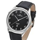 Armbanduhr Dugena Slim Line Schwarz mit Lederband schwarz