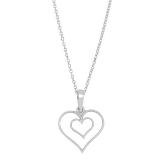Halskette Silber rhodiniert mit Doppelherzanhänger