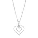 Halskette Silber rhodiniert mit Doppelherzanhänger